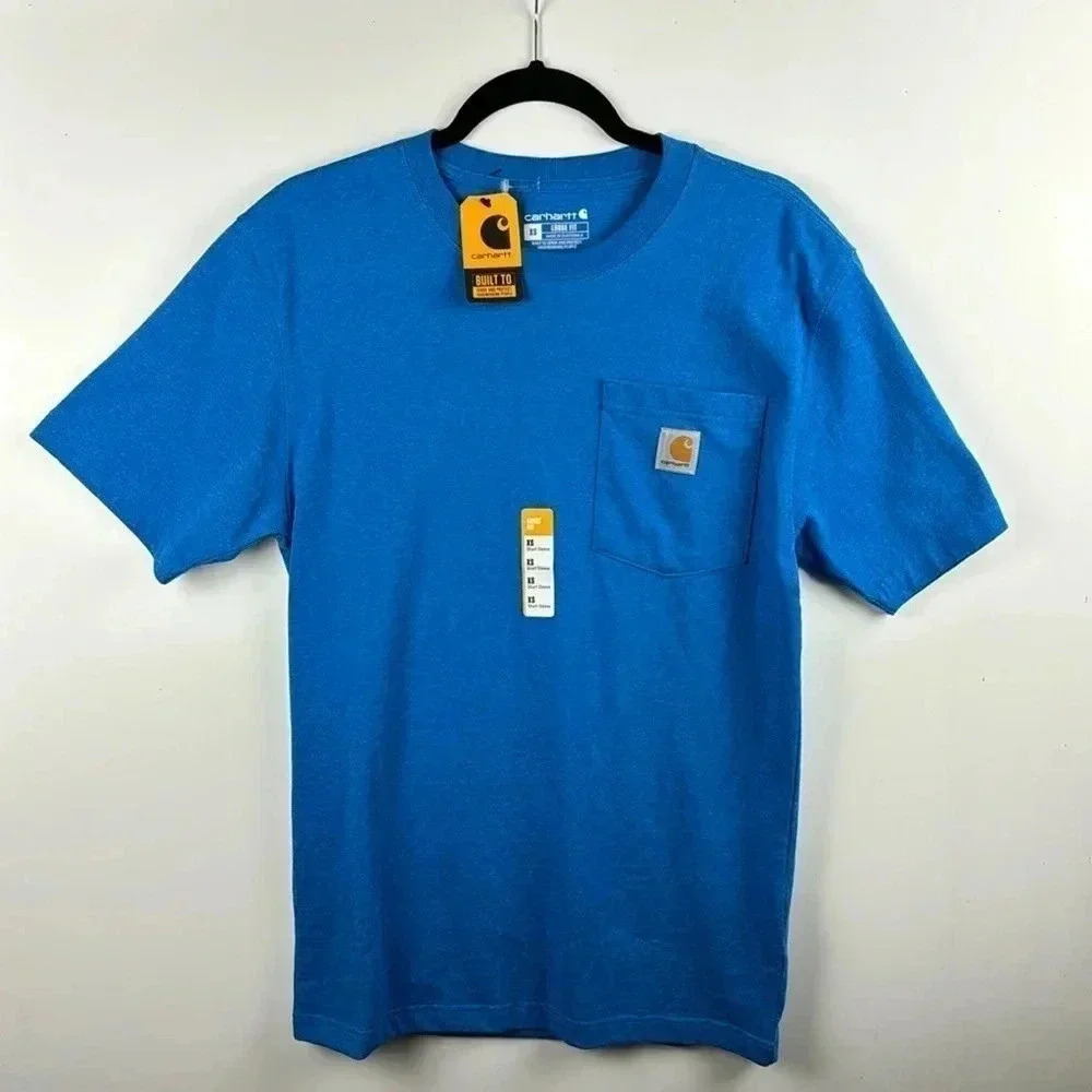 CARHARTT BLUE SZ SM LOOSE FIT HEAVYWEIGHT NWT SHORT SLEEVE TEE FRONT POCKET
